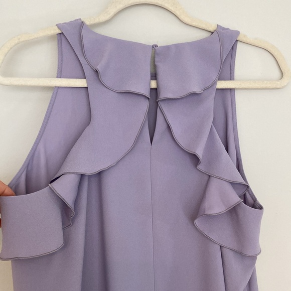 Loft Size: M Purple Sleeveless Ruffled Racer Back Swing Trapeze Dress - Picture 8 of 9